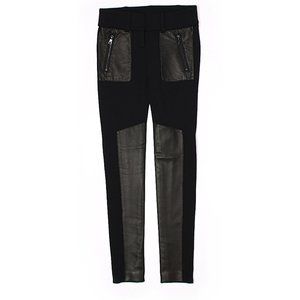 Mackage Black Wool/Leather slim skinny Riding Moto Pants 0/2